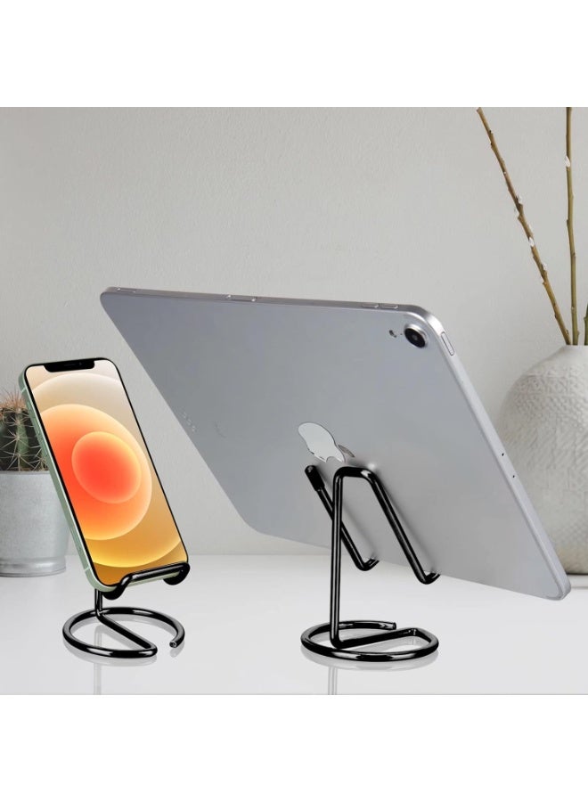 Cell Phone Stand for Desk,Cute Metal Black Cell Phone Stand Holder Desk Accessories,Compatible with All Mobile Phones,iPhone,Switch,iPad - Image 3